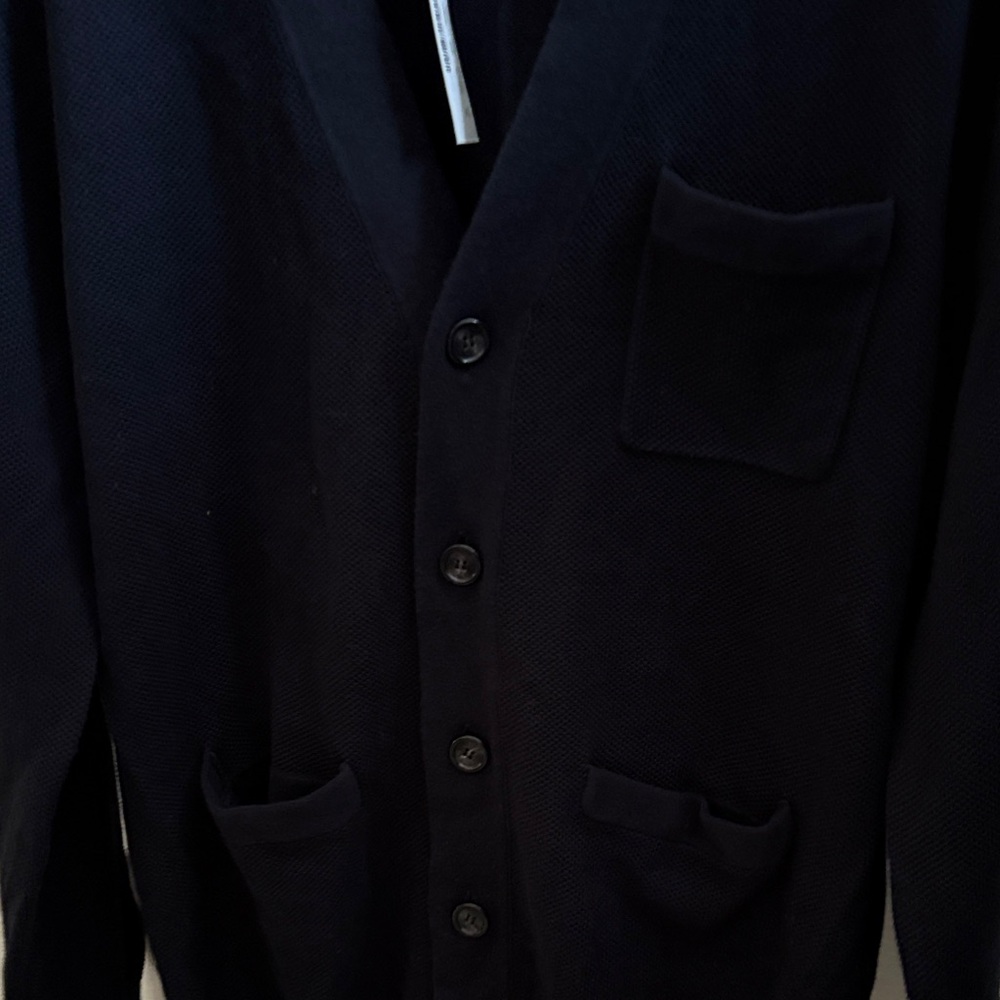 New With Tags J. Crew Men's Cotton Cashmere Navy Cardigan Sweater, Size Medium - Picture 5 of 7